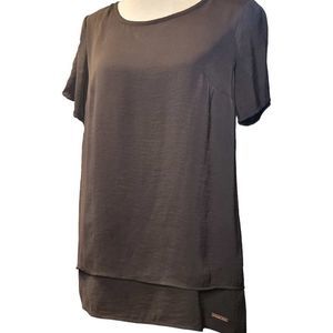Michael Kors Women's Black Layered Tunic Blouse Size Extra Small